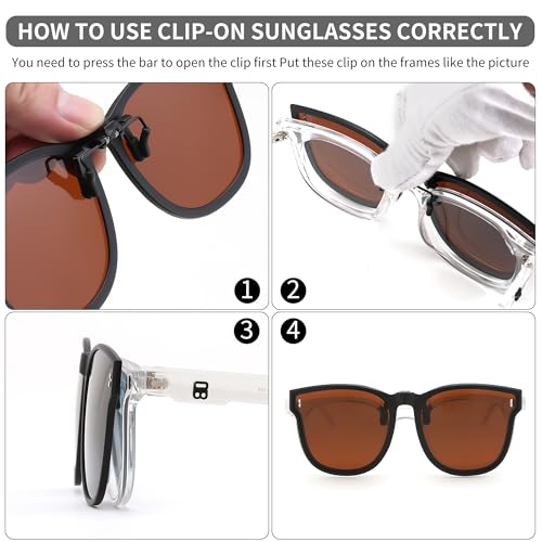 Image of FEISEDY Polarized Clip On Sunglasses Over Prescription Glasses Men Women Fit Flip Up B4177