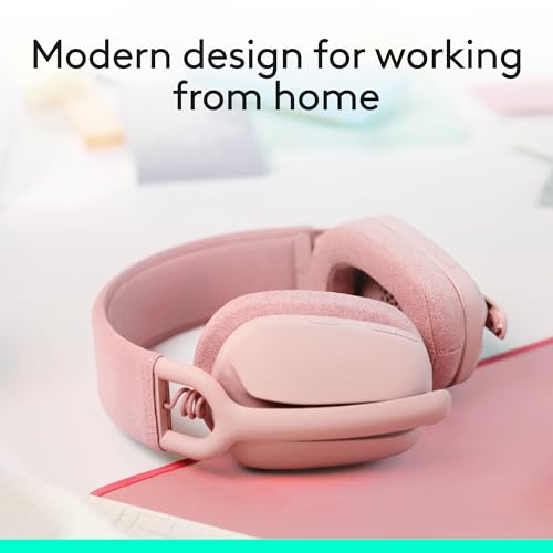 Image of Logitech Zone Vibe 100 Lightweight Wireless Over Ear Headphones with Noise Canceling Microphone, Advanced Multipoint Bluetooth Headset, Works with Teams, Google Meet, Zoom, Mac /PC - Rose