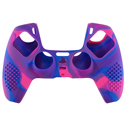 Extremerate Playvital 3D Studded Edition Anti-Slip Silicone Cover Skin For Ps5 Controller, Soft Rubber Case Protector For Ps5 Wireless Controller With Thumb Grip Caps - Pink & Purple & Blue #TOP1