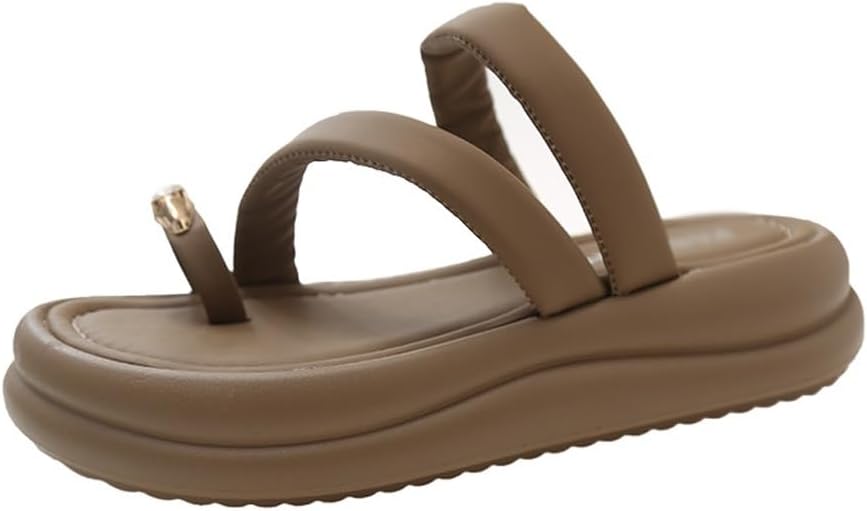 [エイチディーティーシーエスエム] 厚底サンダル 快適なソフトソール 高さのあるサンダル フラット底の万能スリッパ