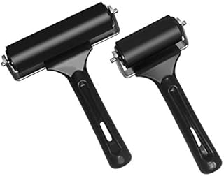 GuDoQi Rubber Roller, Set of 2 (6 & 10cm), Ink Brayer Roller Ideal for Printmaking, Wallpapers, Block Printing Stamping, Anti Skid Tape Construction Tools