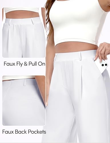Image of IUGA Dress Pants Women Stretchy Wide Leg Work Pants Business Casual Outfits | Teacher Outfits for Women, Work Clothes, Trousers, Slacks, High Waisted, Pull on, Comfy, Office, Travel, Interview