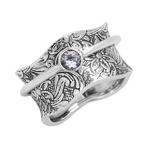 Energiestein Balance und Schönheit mit Halbedelstein Sterling Silber Meditation Spinner Ring (EU88S Moonstone, , 53 (16.9)) Cover