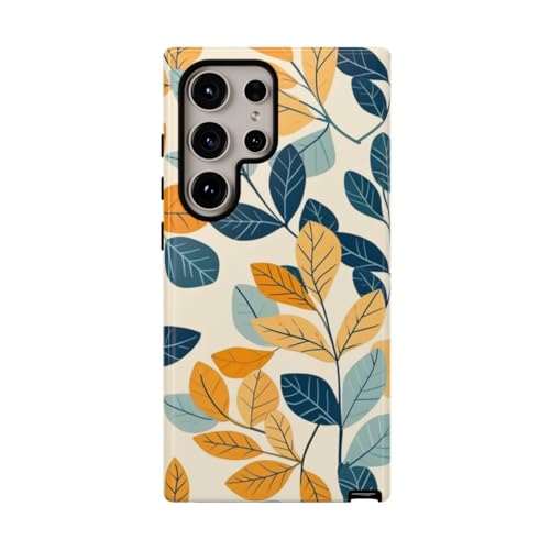 Coque rigide brillante Samsung Galaxy S24 Ultra motif feuille colorée bleue