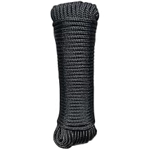 ATERET 1/4 inch by 80 Feet Black Diamond Braid Polyester Rope I Multipurpose Clothelines Rope, UV Resistant & Excellent Shock Absorption I Ideal Use for Camping & Marine 1-Pack