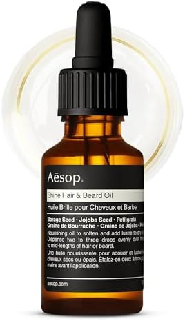 Aesop Shine Hair and Beard Oil | Moisture-Rich, Silicone-Free Oil for Full Beards and Hair | Softens Coarse Texture | No Greasy Buildup | Earthy Citrus Scent | 0.8 oz / 25 mL