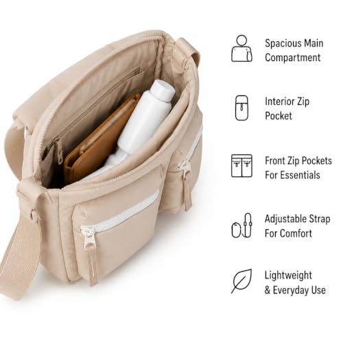 Image of Reebok Womens Small Crossbody Bag Lightweight Nylon Purse Adjustable Strap | Quilted Washed Fabric, Roomy Interior with Handy Pockets, Wear Over Shoulder or Across Body, Great for Daily Travel