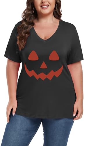 Image of ForHailey Women's Plus Size Short Sleeve Tee Shirt V Neck Basic Ladies Loose Fit T Shirt 1X-5X