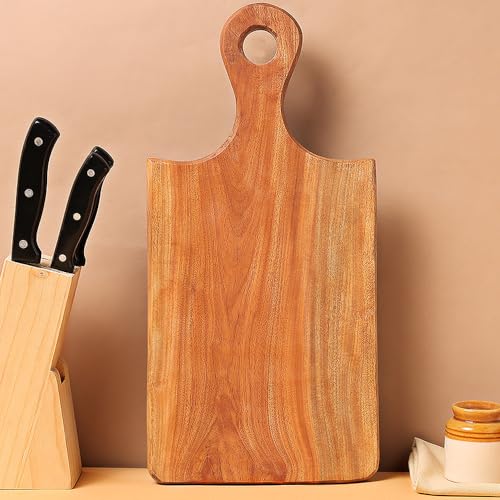 Image of Borosil Dice Organic Neem Wood 17 mm Chopping Board | Eco Friendly, Anti-Microbial | for Chopping, Cutting, Dicing & Serving Vegetable & Fruits | Brown