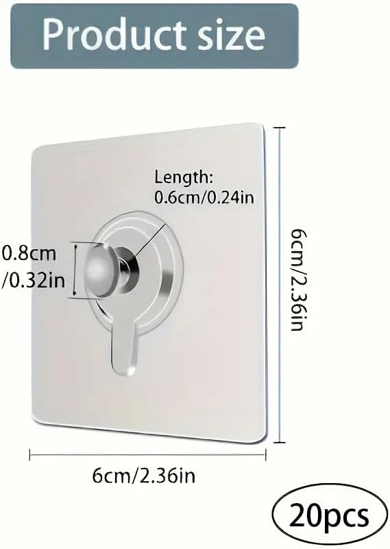 20pcs Picture Hangers Without Nails, Transparent Waterproof Picture Hanging Hooks, Adhesive Wall Hooks, Invisible Traceless Hook