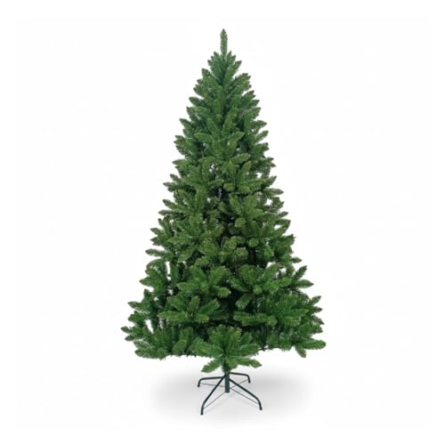 DAYRON - Árbol de Navidad Artificial Verde con Ramas Abatibles y Soporte Metálico Plegable, Disponible en 180 y 210 cm, Montaje Rápido y Fácil de Guardar