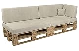 POKAR Palettenkissen Palettenauflagen mit abnehmbarem Bezug Palettenmöbel Palettensofa 6er Set: Sitzkissen 120x80 + Rückenlehne 120x40, Beige