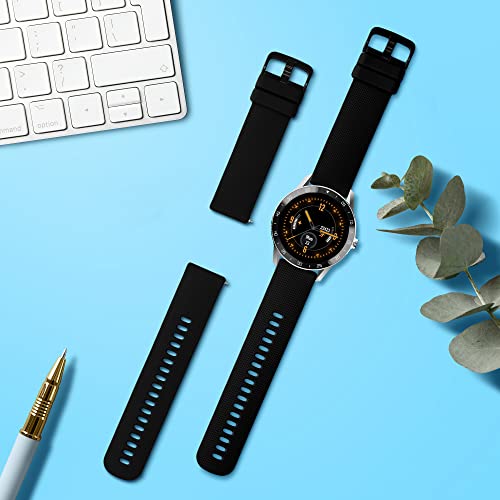 kwmobile 2x Straps for Blackview X1 Smartwatch Watch Strap - Silicone Replacement Watch Strap Set - Replacement Bands Black/Black - Image 2