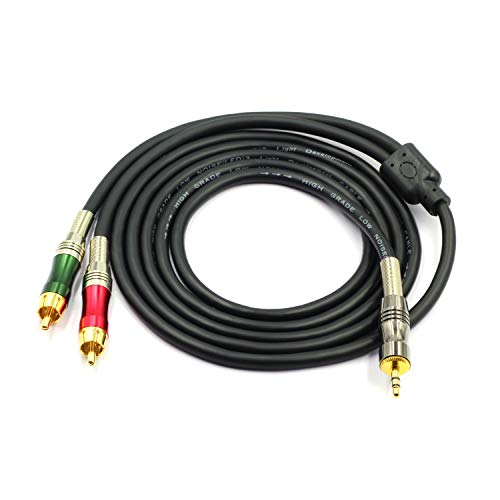 Cable Jack 3.5mm a 2 RCA macho de 2 metros para conectar audio de móvil a altavoces 6