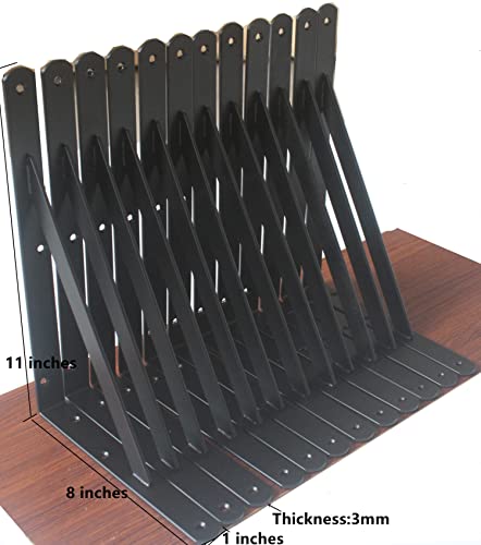 Mhmydz BXGZC-271 12 Pack L11 Inch X H 8 Inch Black Heavy Duty Shelf Brackets thumb #1