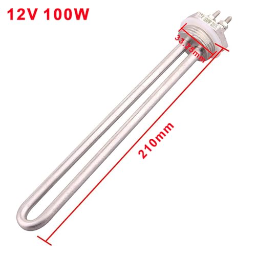 DERNORD 12V 100W 1 Zoll BSP Tauch-Wasser-Heizelement DN25 Edelstahl Gewinde-Tauchwasser-Heizkörper U-Typ