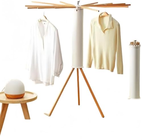 Neboka 物干しラック 床置き 室内 フリー設置 バルコニー 折りたたみ 物干し竿 可動式 物干しスタンド コンパクト おしゃれ 収納 省スペース 室内外 梅雨 洗濯物干し ハンガーラック 一人暮らし ファミリー 回転式 北欧風 木製デザイン (ブナ材