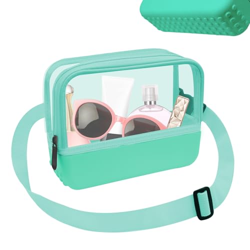 CLLTIV Clear Bag for Stadium Events - Fanny Pack for Bogg Bag EVA Rubber Waterproof Sandproof and Non-slip Bottom for Concerts Sports Games Day Travel Green