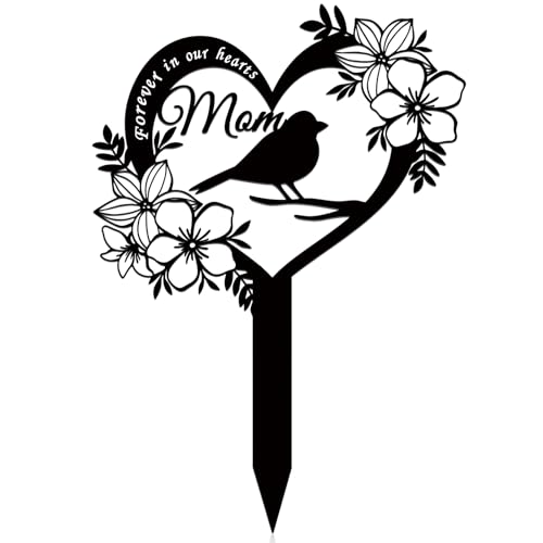 Wesiti Cardinal Memorial Stakes Mom Grave Decorations for Cemetery Mom Grave Plaque Stake Marker Metal Memorial Plaques Waterproof Grave Stake Sympathy Garden Cemetery Decoration