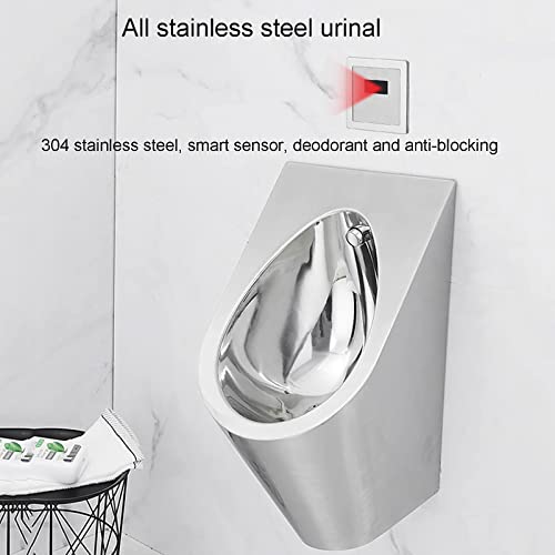 OTQEFTN Vertical Stainless Steel Steel Urinal,High-Efficiency Induction Flushing Men's Urinal Bathroom Accessories Urinal,Suitable for Various Families, Hotels, Restaurants