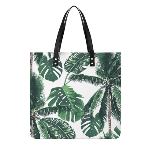 Sac shopping vert forêt tropicale en toile pour femme 39x39cm
