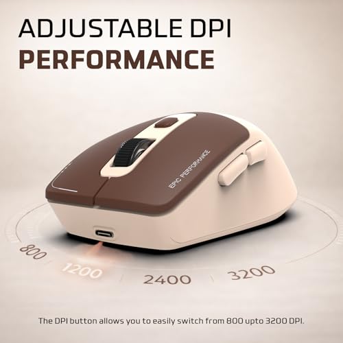 Image of Amkette Epic S Rechargeable Wireless Mouse /Bluetooth Mouse |2 BT + 2.4GHz | Up to 3200 DPI Instant S201 Sensor | 500mAh Type-C Charging, 40H Battery | Silent Huano Switches |6 Buttons Compact Mouse