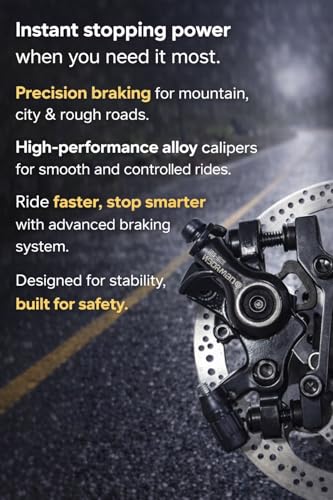 Image of Bike Mechanical Disc Brake Caliper Set with Extra Pads - Universal MTB Bicycle Front & Rear Cable-Actuated Alloy Disc Brake, High Performance Cycle Braking System Replacement Kit