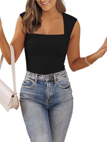 PINKMSTYLE Womens Basic Square Neck Tank Tops Double Lined Fitted Summer Tops Cute Sleeveless Shirts4