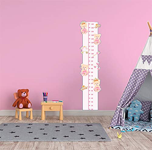 Adesivo Decorativo Infantil Régua Crescimento - Ursinha Rosa