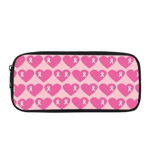 Image of Love Heart Breast Cancer Pencil Case for Men Women,Large Capacity Pencil Box for Boys Girls,Pencil Case Pouch with Zipper for School Work Travel