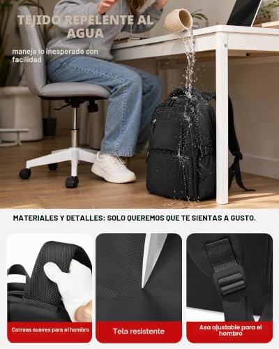 Mochila portátil grande con compartimentos para evitar el dolor de espalda 5