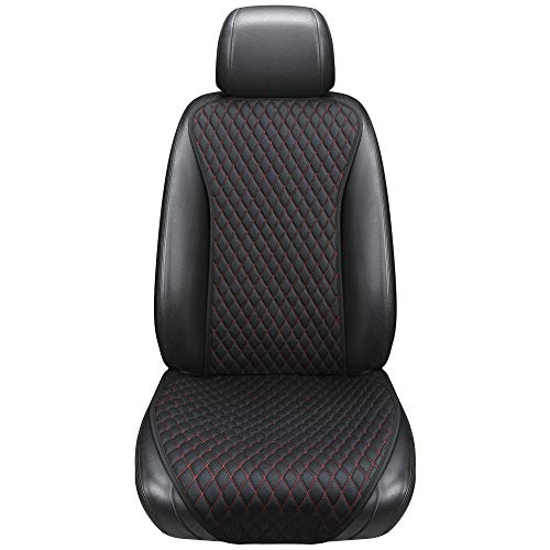 Thomakoo Easy Clean Not Moves Car Seat Protector Covers, Universal Pu Leather Non-Slide Seats Cover Fits Most Cars (Black&red)
