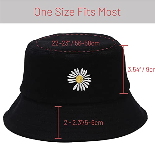 Image of Cotton Bucket Hat for Women Men Summer Travel Sun Beach Bucket Cap, Unisex Outdoor Fisherman Hat