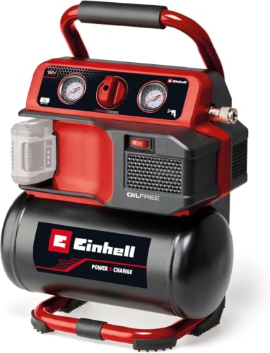 Einhell Akku-Kompressor TE-AC 18/75 Li OF-Solo Power X-Change (18 V, max. 8 bar, 5 l Tank, 75 l/min Ansaugleistung, 2 Manometer, ölfrei, ohne Akku)