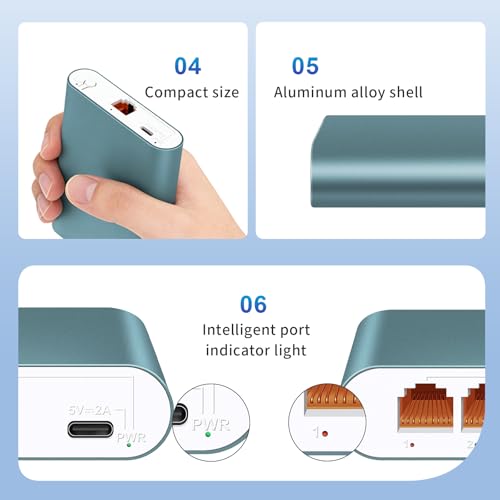 Image of 1 to 3 2.5Gbps Ethernet Splitter with POE Input, 4 Port 2.5G Network Switch with Type-C Power Cable for Cat5 /5e /6 /7 /8 Cable, Aluminum Case, Plug & Play for Router PC ADSL Hub and Switch