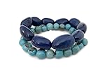 Tagua stackable bracelet in navy blue, turquoise TAG428, 2 piece stretch acai and visola bracelet, organic Ecofriendly Jewelry - Image 3