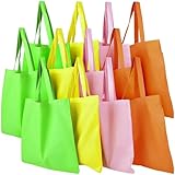 12 Large Neon Tote Bags, Assorted Colors