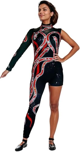 Sufeasdf Women's 3D Printed Snakes Bodysuit Concert Cosplay Outfit Halloween Fashionable Costumes, Adult 165