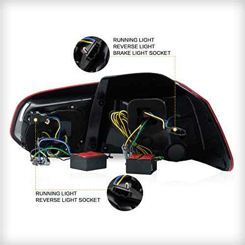 Vland Tail Lights Assembly Fit For Vw Volkswagen Golf6 Mk6 2010-2014, Rear Lamps With Drl, Back Light W/Fog Lights & Sequential Turn Signal, Red And Smoke #TOP6