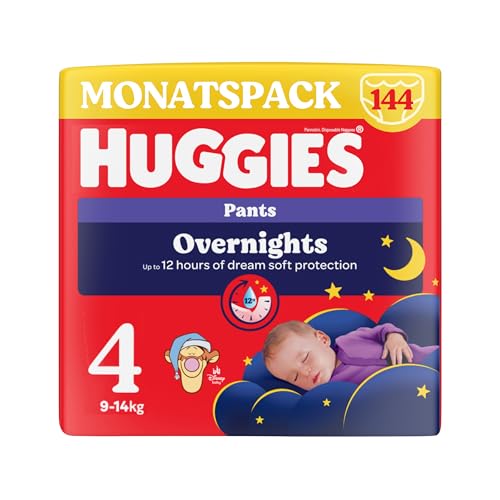 Huggies Overnight Pants Größe 4 (9-14 kg), Windeln-Monatsbox, 104 Stück...