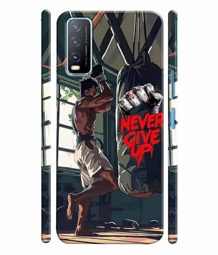 Image of Never Give Up Motivation Quotes Printed Hard Back Case Cover & Compatible for Vivo Y20 / Vivo Y20i (Multicolor) - D1809