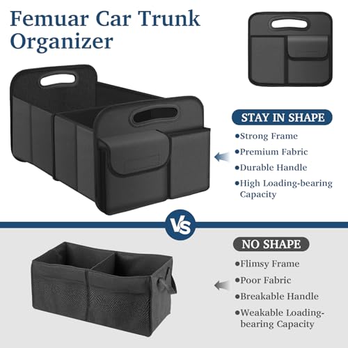 Image of Femuar Car Trunk Organizer, Car Storage Organizer with Large Capacity Waterproof Collapsible Trunk Organizer for Car Suv /Jeep /Sedan (Grey, Standard)
