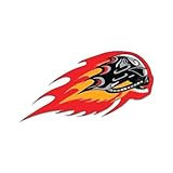 AK Wall Art Flaming Skull Helmet Motorcycle Rider Vinyl Sticker - Select Size