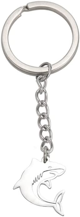 ARFUKA Keyring Shark Pendant Keychain Metal Unisex Key Organizer Holder Funny Keyring Birthday Christmas Wedding Valentine's Day Gift for Men and Women Silver