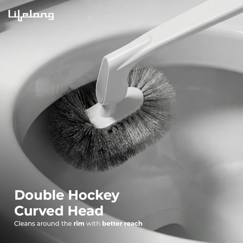 Image of Lifelong Premium Toilet Cleaning Brush with Holder | Deep Clean Toilet Bowl Scrubber Brush for Bathroom | Durable Long Handle Toilet Brush for Home, Hotel & Office Cleaning | Easy Grip Handles