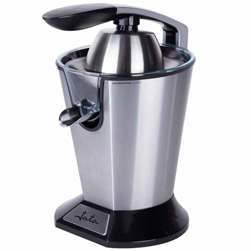 Jata JEEX1045 Exprimidor de Naranjas Eléctrico de Brazo, 600 W, Cuerpo Acero Inox, Desmontable, Tapa cierre antigoteo, Base antideslizante, Extracción continua, Silencioso
