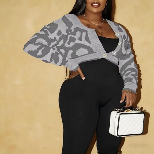 Image of ThusFar Women Fashion Button Down Colorblock Cardigan Sweaters Fall Slim Crop Outwear Open Front Knit Coat Streetwear