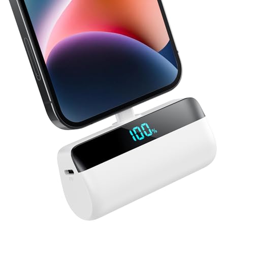 Mini Power Bank 5200mAh for iPhone,[2025 Upgraded] PD 20W Fast Charging Portable Charger,Small LCD Display Battery External Pack Compatible with 14/14 Plus Pro Max /13/13 Pro Max/12/11/XR/X/8/7/6 etc