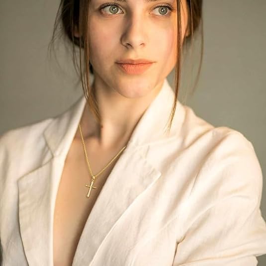 Miniatura 2 de SPOINT Gold Cross Necklaces for Women 14K Gold Cross Pendant Necklace 14K Gold Cross Chain Necklace for Women Communion Confirmation Baptism Gifts