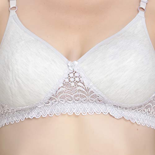 Image of Lace Padded Everyday Padded Bra for Women - Made of Pure Cotton Full Coverage Over Size Non Wired Pushup Soft Cup for T-Shirt Saree Dress Sports Garment for Daily Use Everyday